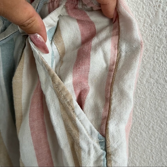 GAP Pastel Striped Linen Paperbag Waist Shorts 8 Tall - Picture 6 of 10